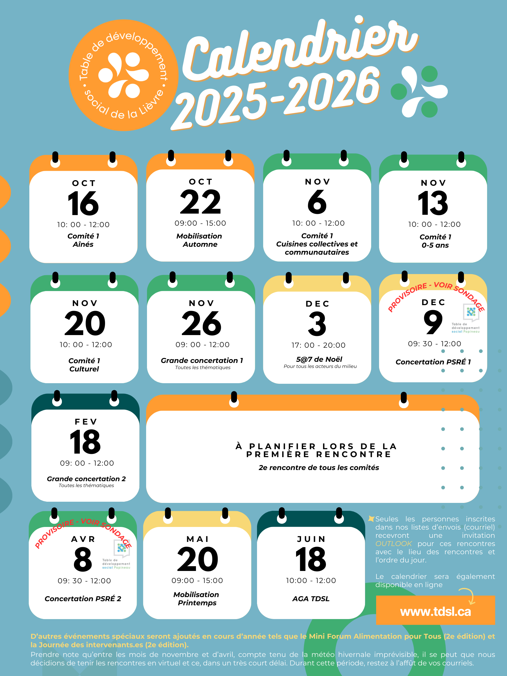 Calendrier des rencontres 2025-2026